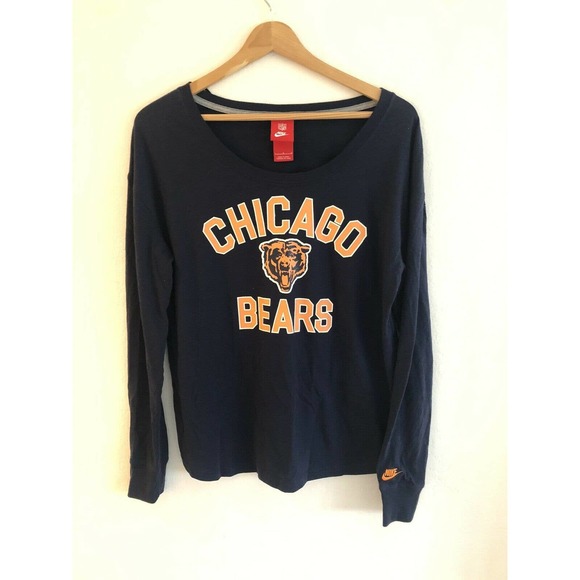 Nike Chicago Bears Shirt Womens L Long Sleeve Gray Orange NFL Logo - Picture 2 of 6